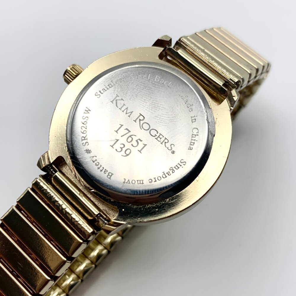 Kim Rogers Gold Stretch Bracelet Watch with Crystal Bezel 6.5" New Battery - Picture 9 of 13
